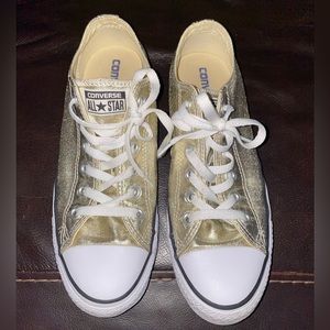 Converse Unisex Chuck Taylor Allstar Low top Metallic White Women US 9